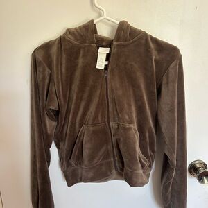 Women’s H&M cropped brown zip up
